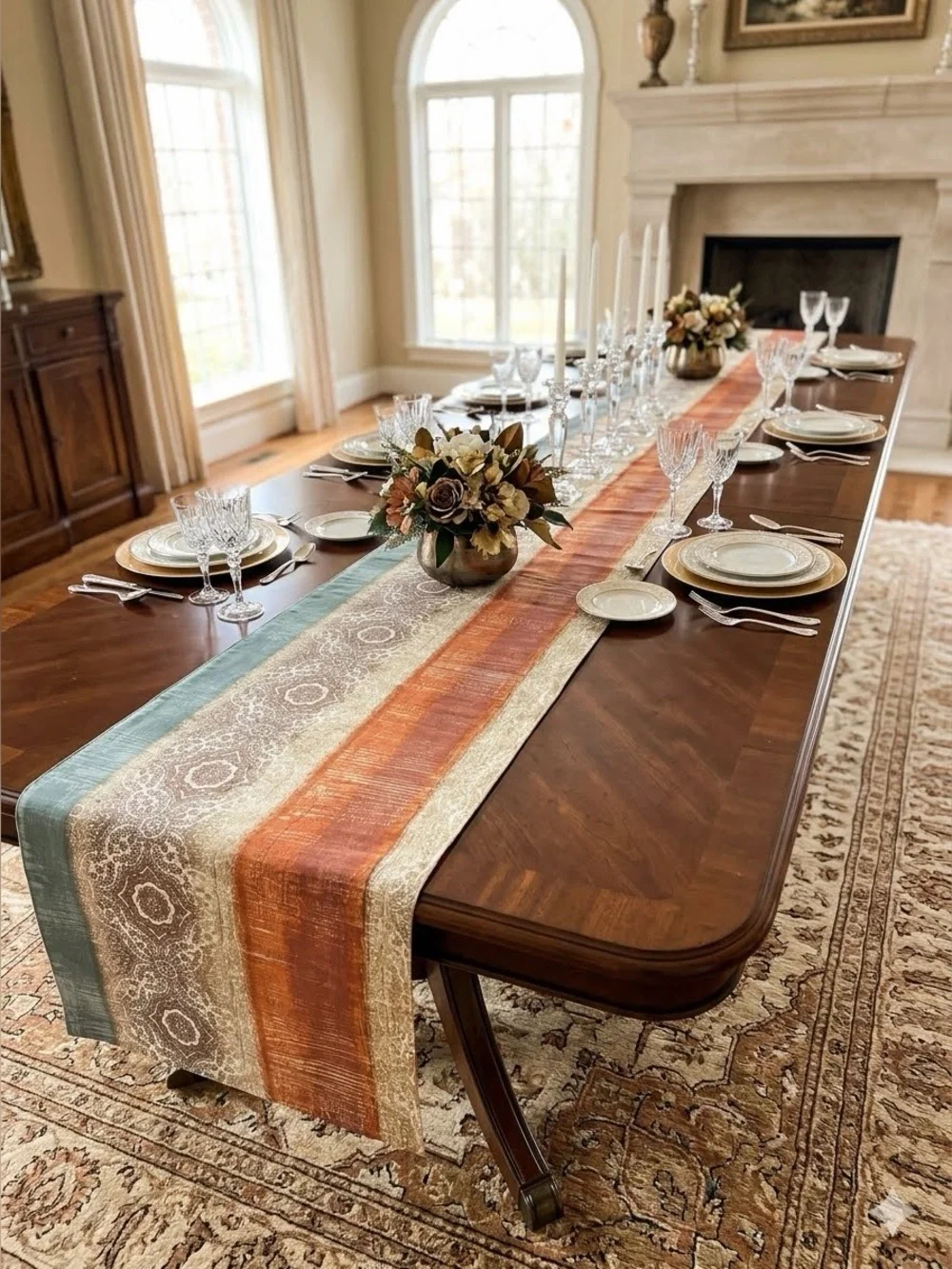Pottery Barn Pendon Paisley Linen Blend Table Runner Boho 18x108 Terracotta EUC